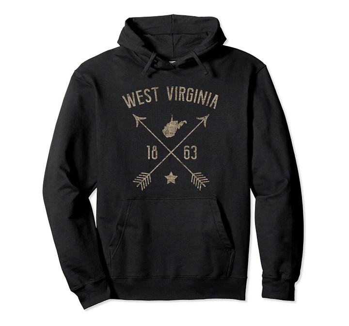 West Virginia Hoodie Vintage Distressed State Outline Arrows, T-Shirt, Sweatshirt