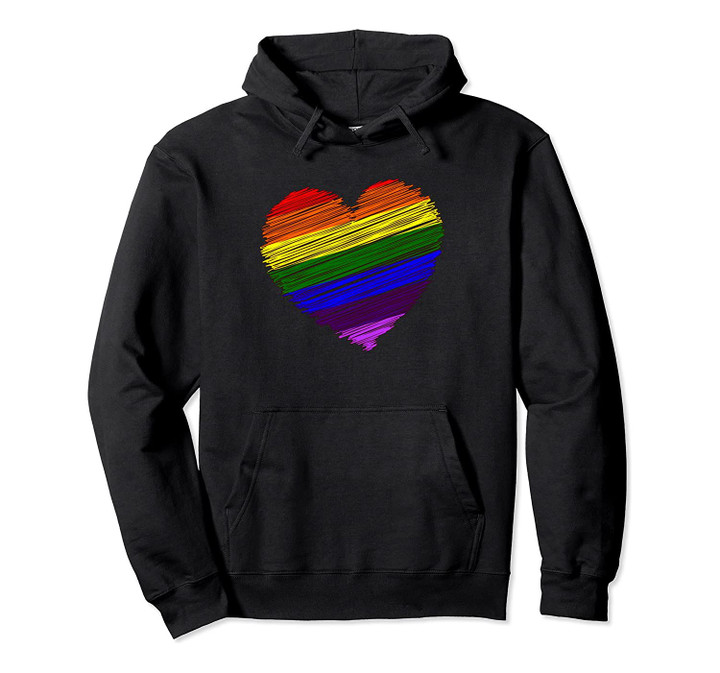 Pride Flag, I love LGBT, Rainbow Colored Heart Gift Pullover Hoodie, T-Shirt, Sweatshirt