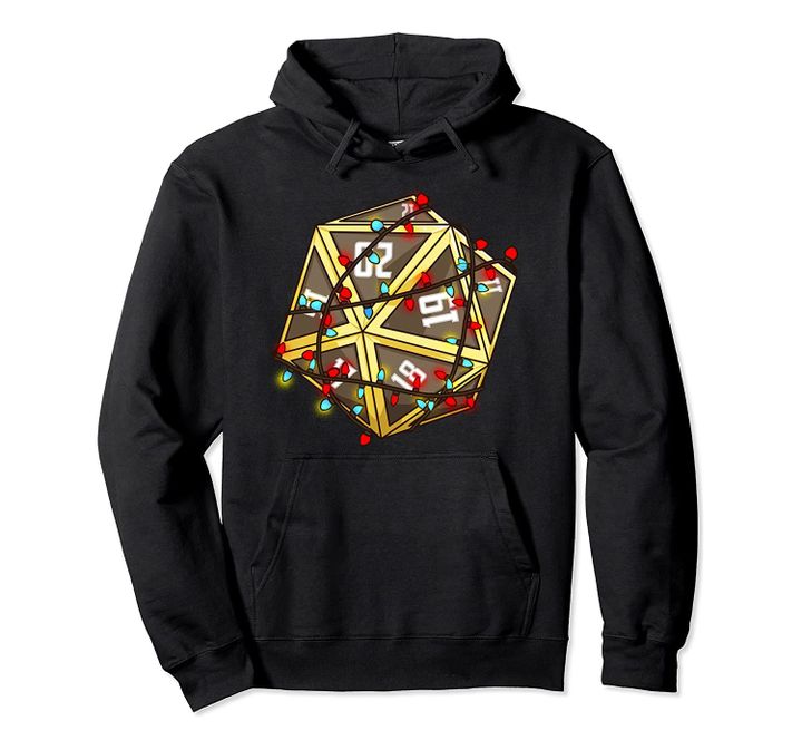D20 Wrapped In Christmas Lights RPG Funny Christmas Gamer Pullover Hoodie, T-Shirt, Sweatshirt