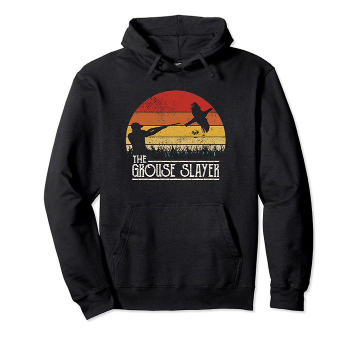 Vintage Sunset Retro Style Grouse Hunting Grouse Slayer Pullover Hoodie, T-Shirt, Sweatshirt
