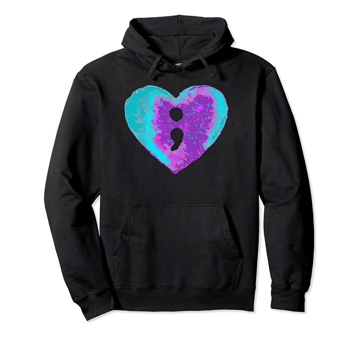 Suicide Prevention Semi Colon Purple Teal Hoodie, T-Shirt, Sweatshirt