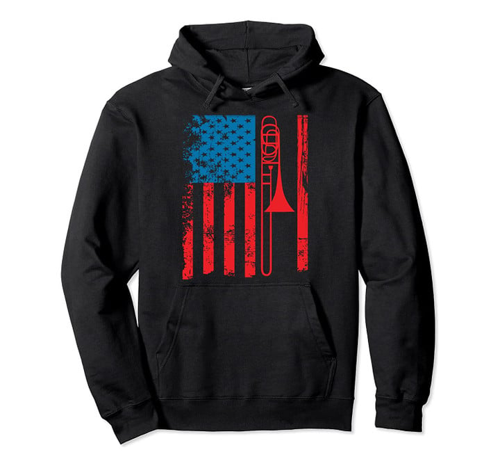 Trombone Player USA Flag Gift Accessories for Men Women Kids Pullover Hoodie, T-Shirt, Sweatshirt