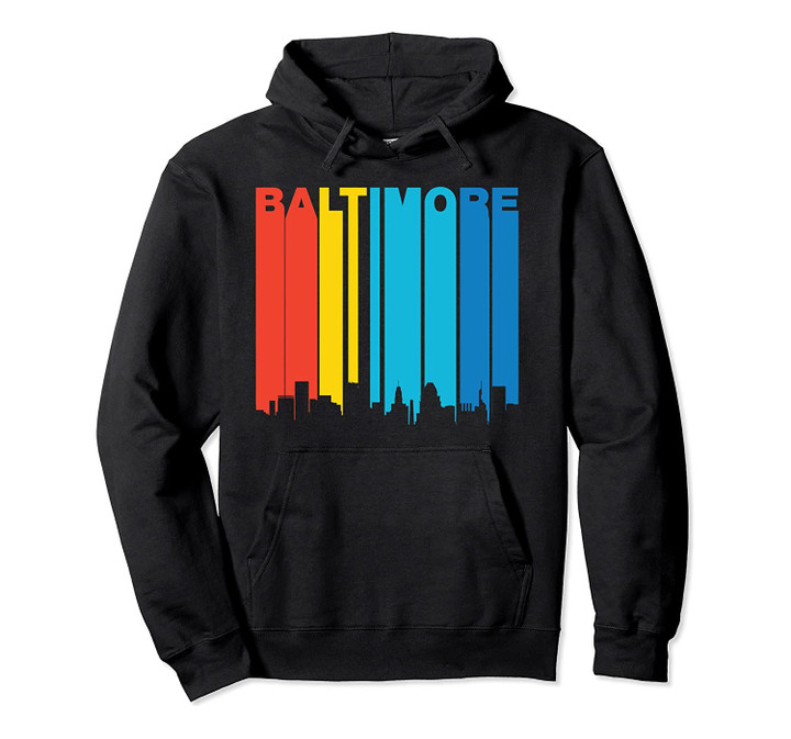 Retro 1970's Baltimore Maryland Downtown Skyline Hoodie, T-Shirt, Sweatshirt