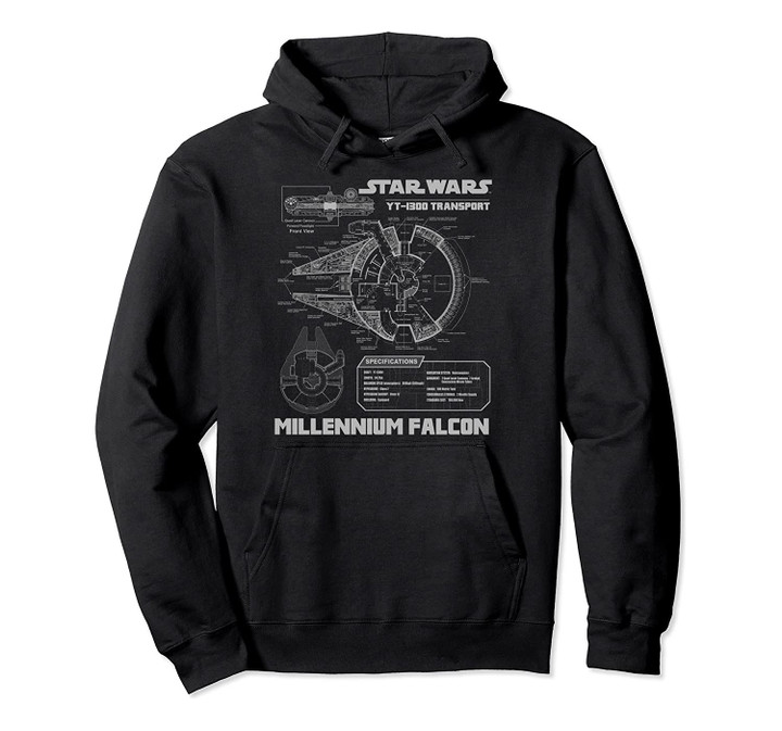 Star Wars Millennium Falcon Grey Schematics Hoodie, T-Shirt, Sweatshirt