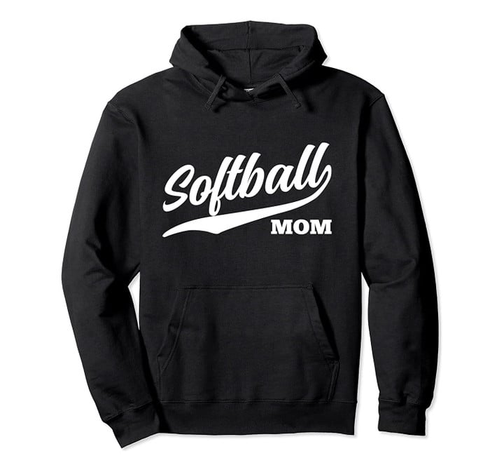Softball Mom 1970s Retro Cursive Font Hoodie (Dark), T-Shirt, Sweatshirt
