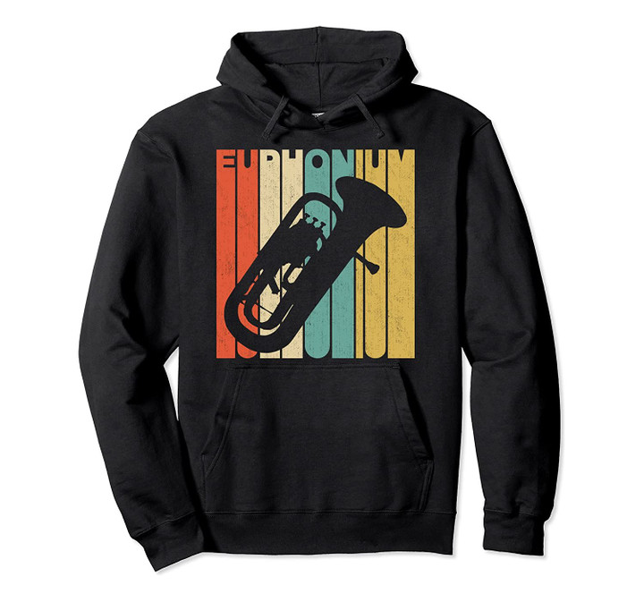 Vintage Retro Euphonium Silhouette Pullover Hoodie, T-Shirt, Sweatshirt