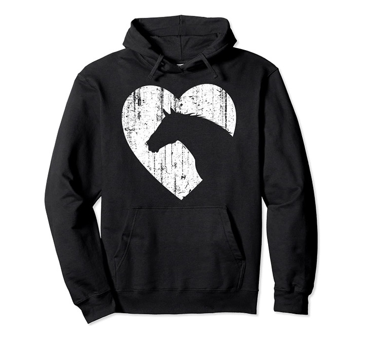 Horse Heart Silhouette For Cowgirl Equestrian Graphic Print Pullover Hoodie, T-Shirt, Sweatshirt