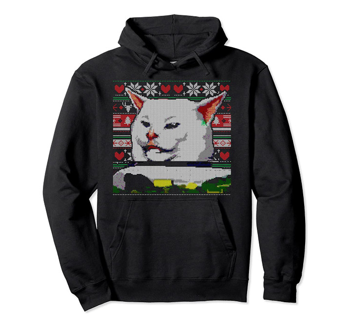 Woman Yelling at a Cat Ugly Christmas Sweater Meme Couples 2 Pullover Hoodie, T-Shirt, Sweatshirt