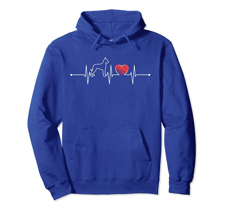Great Dane Heartbeat Gift EKG Puppy Pet Dog Lover Funny Cute Pullover Hoodie