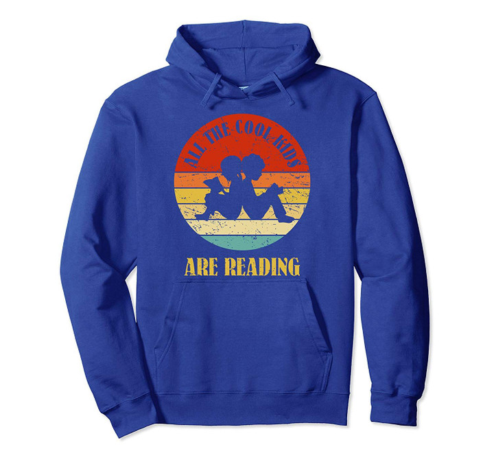 All the Cool Kids Are Reading Books Vintage Retro Sunset Pullover Hoodie