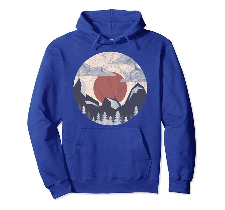 Nature Mountain Morning Circle Graphic Art Hiking Camping Pullover Hoodie