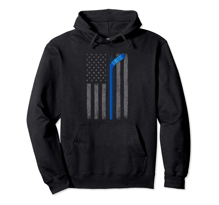 Thin Blue Line USA American Flag Police Family Gift Hockey Pullover Hoodie