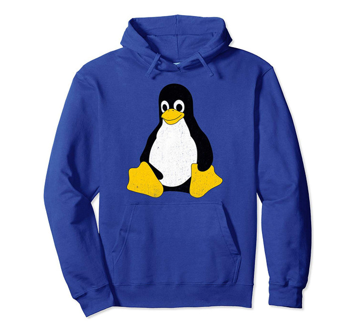 Linux Mascot Tux the Penguin Vintage Nerd Geek Men Women Pullover Hoodie