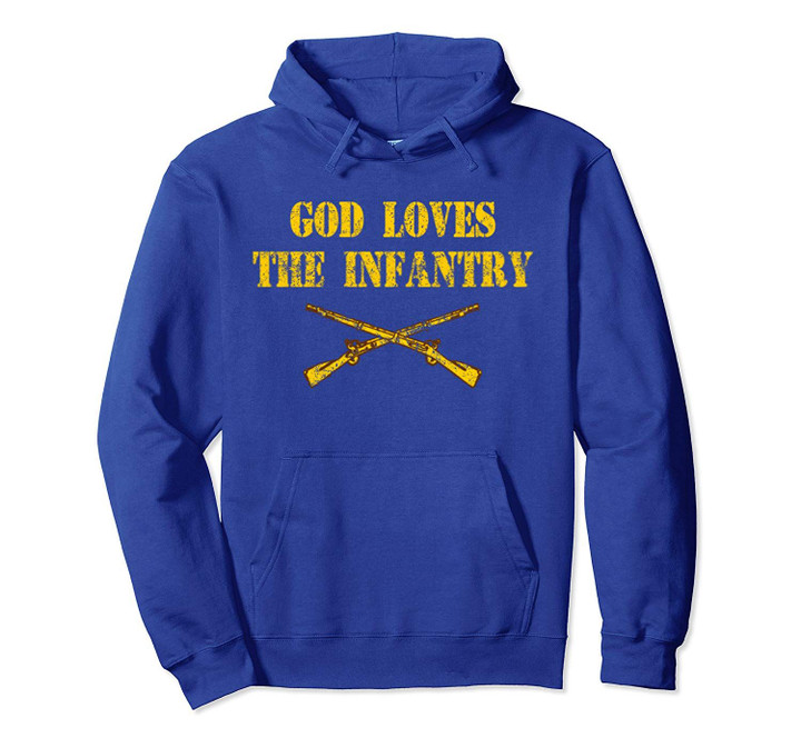 Vintage God Loves The Infantry Combat Infantryman 11B CIB Pullover Hoodie