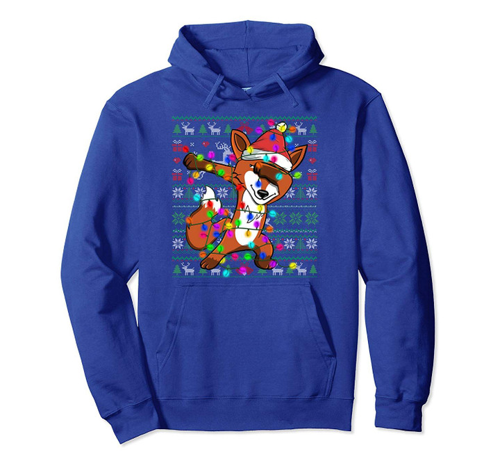 Dabbing Fox Christmas Lights Ugly Xmas Sweater Cute Gifts Pullover Hoodie