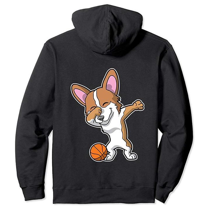 Dabbing Corgi Dog Basketball Pullover Hoodie