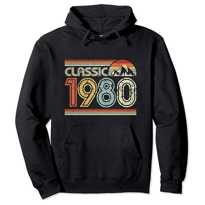 1980 40th Birthday Gift Retro Vintage Classic For Men Women Pullover Hoodie