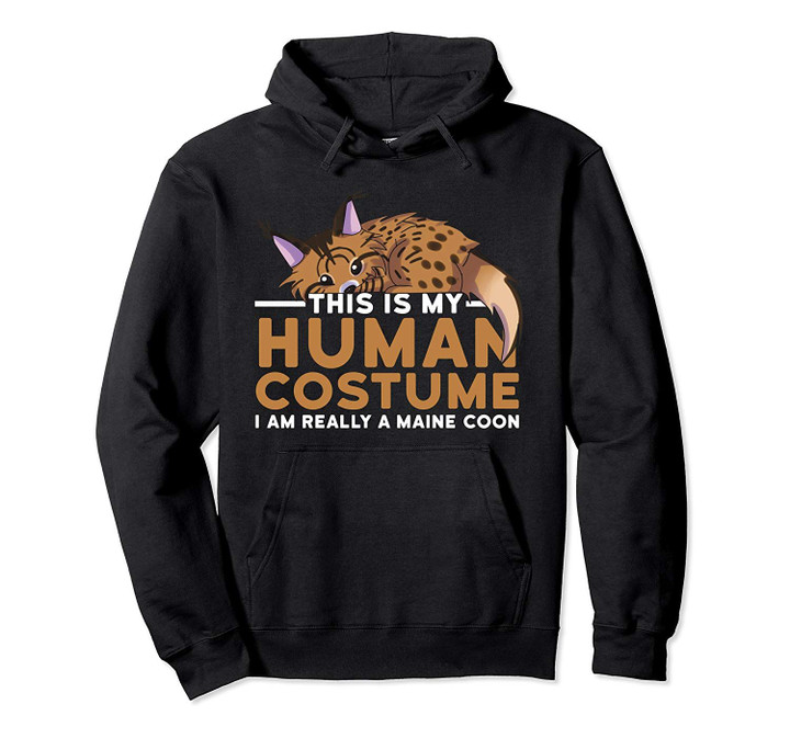 This Is My Human Costume I'm A Maine Coon Cat Halloween Gift Pullover Hoodie
