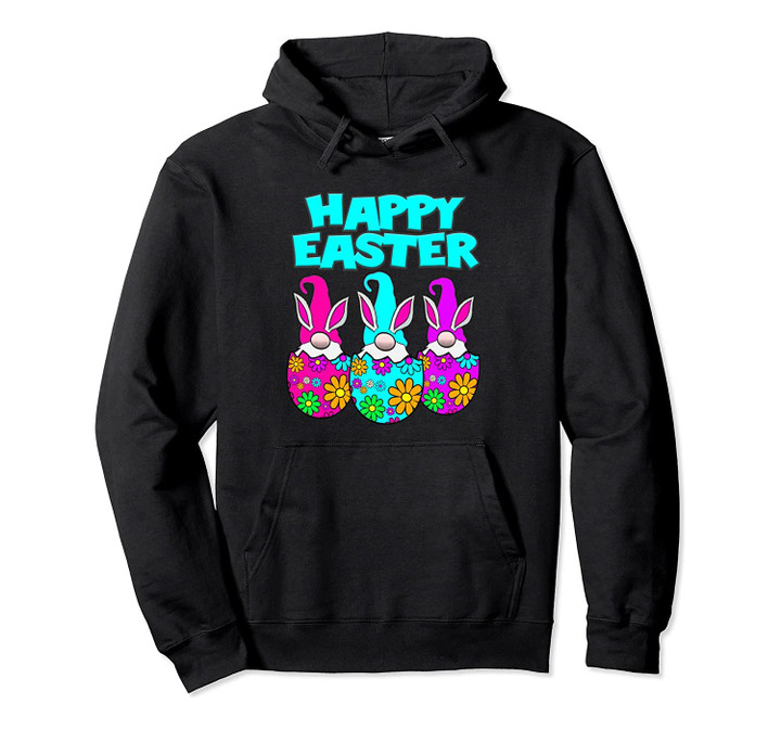 3 Easter Egg Gnomes Colorful Spring Bunny Ears Rabbit Cute Pullover Hoodie