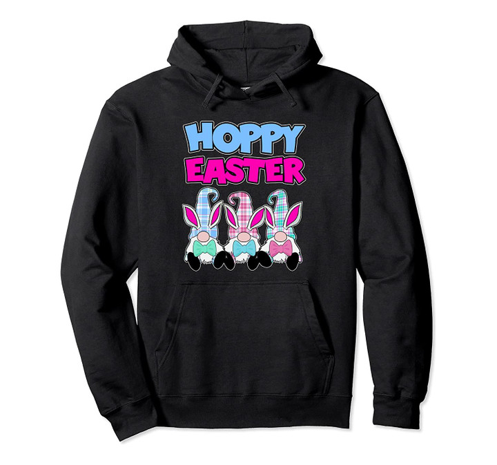 3 Easter Gnomes Pastel Plaid Spring Bunny Ears Happy Easter Pullover Hoodie