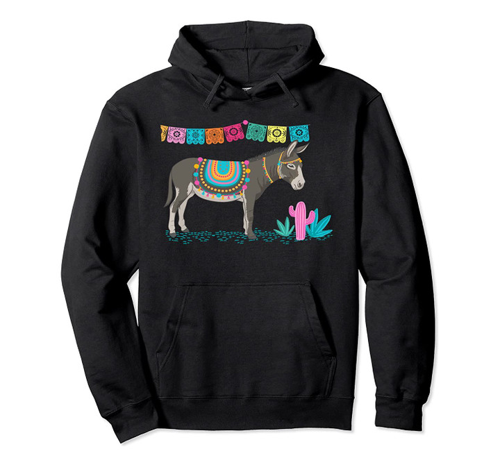 Mexican Festival Cute Donkey Cactus Summer Pullover Hoodie