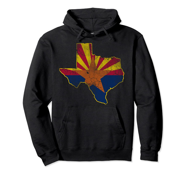 Texas Arizona Flag Map Vintage Fade Pullover Hoodie