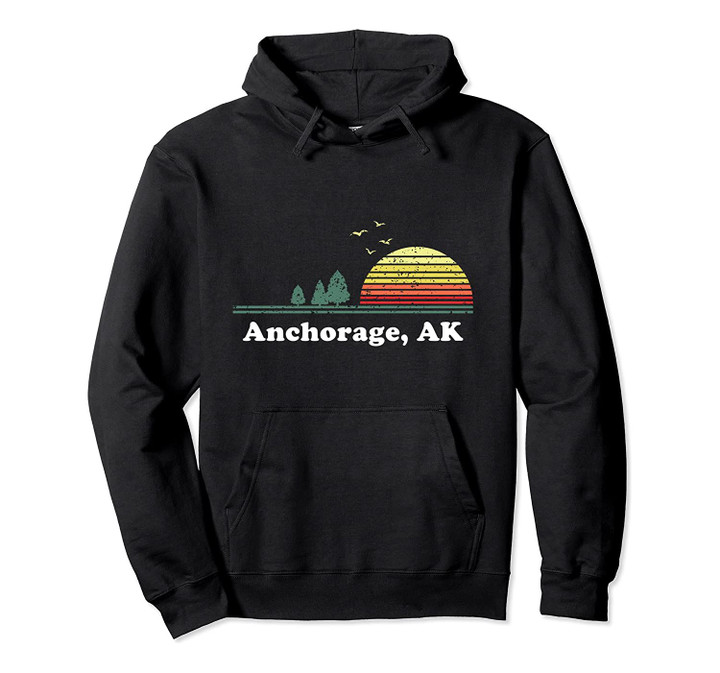 Vintage Anchorage, Alaska Home Pride Art Travel Souvenir Pullover Hoodie