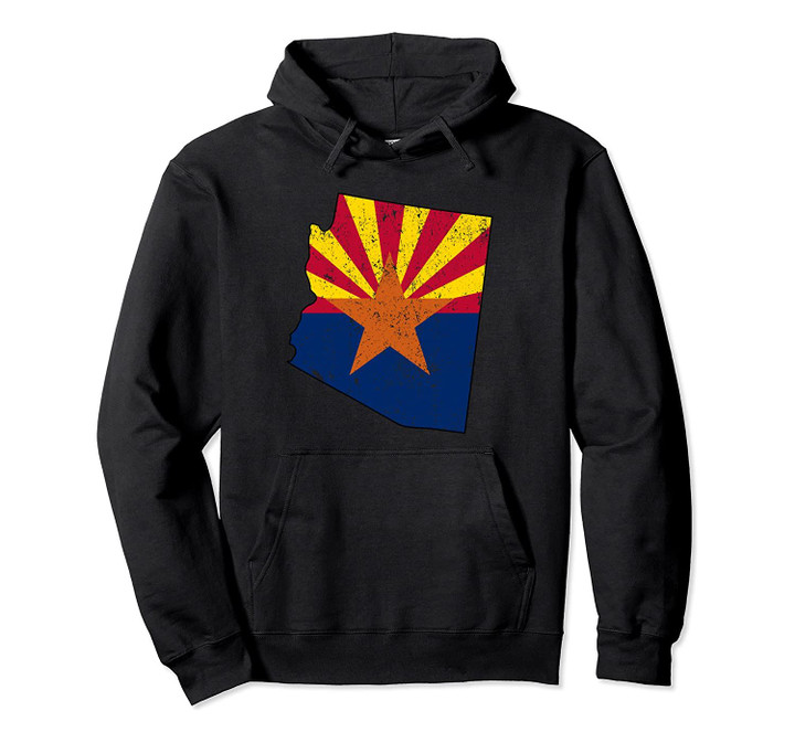 Arizona Outline with State Flag ADD003b Pullover Hoodie
