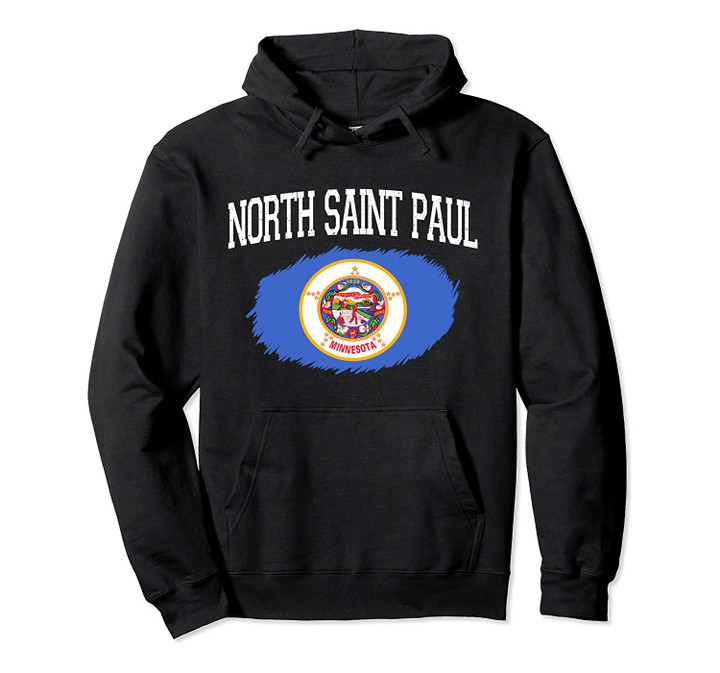 NORTH SAINT PAUL MN MINNESOTA Flag Vintage Sports Men Women Pullover Hoodie