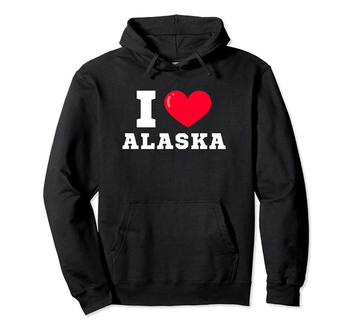 I Heart Alaska Athletic Font Pullover Hoodie