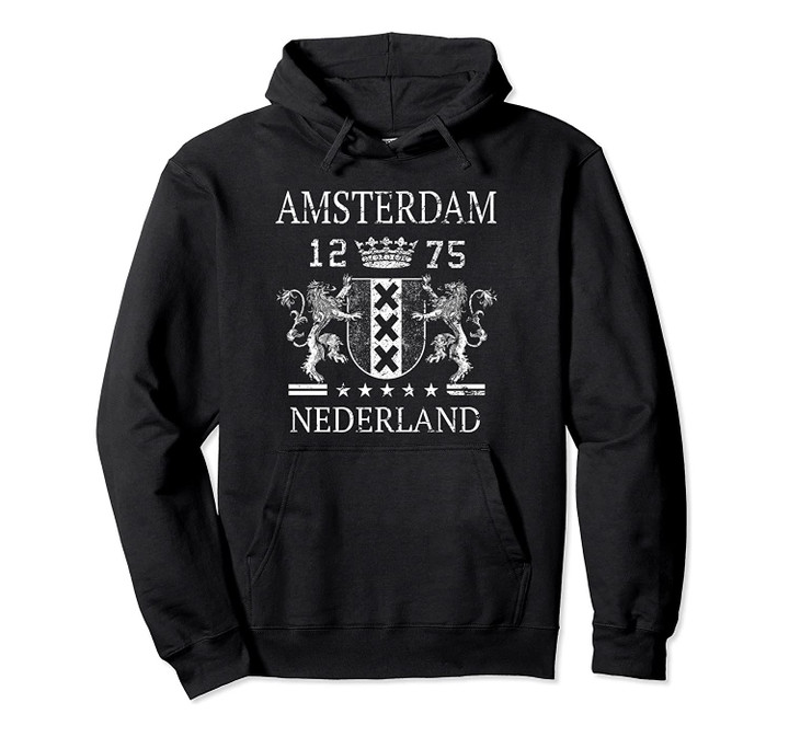 Amsterdam Nederland Vintage Souvenir Distressed Style Dutch Pullover Hoodie