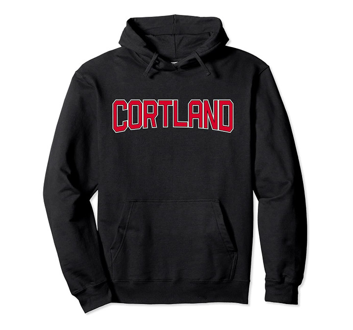CORTLAND NEW YORK Sports Varsity Style NY Town Pullover Hoodie