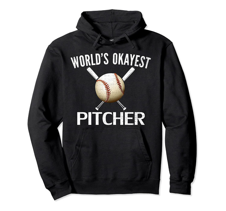 Vintage World's Okayest Pitcher Funny Softball/Baseball Gift Pullover Hoodie