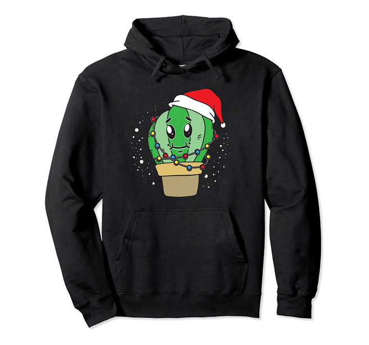 Christmas Lights Cactus Lover Funny Xmas Gift Pullover Hoodie