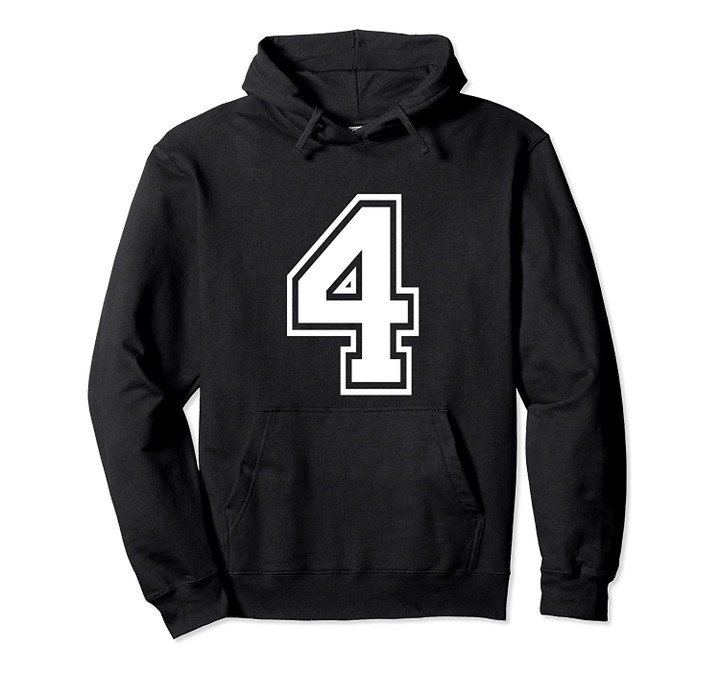 Number 4 Birthday Gift Sports Player Team Numbered Jersey Pullover Hoodie