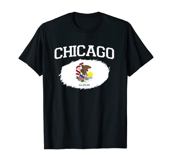 CHICAGO IL ILLINOIS Flag Vintage USA Sports Men Women Unisex T-Shirt