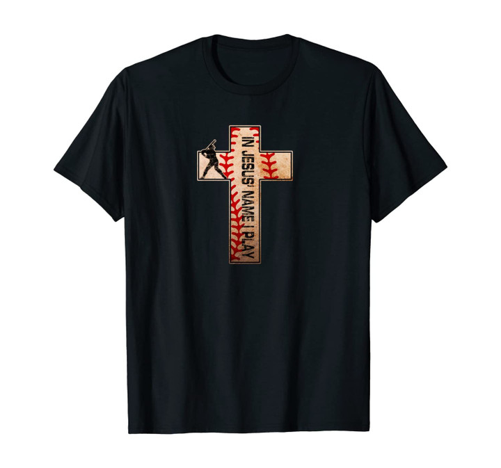 Baseball Laces Cross Jesus Name I Play Christian Faith God Unisex T-Shirt