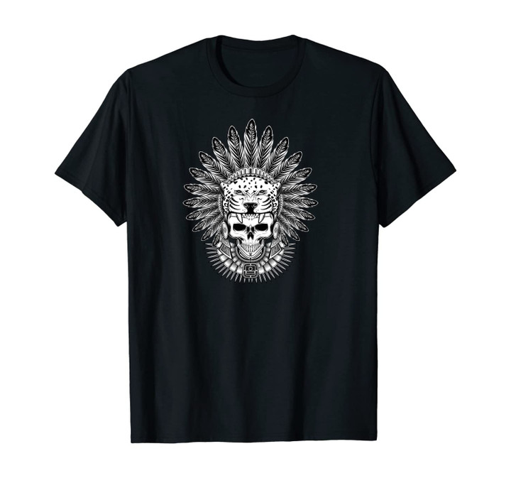 Aztec Jaguar Warrior Skull Native Mexica Headdress Unisex T-Shirt
