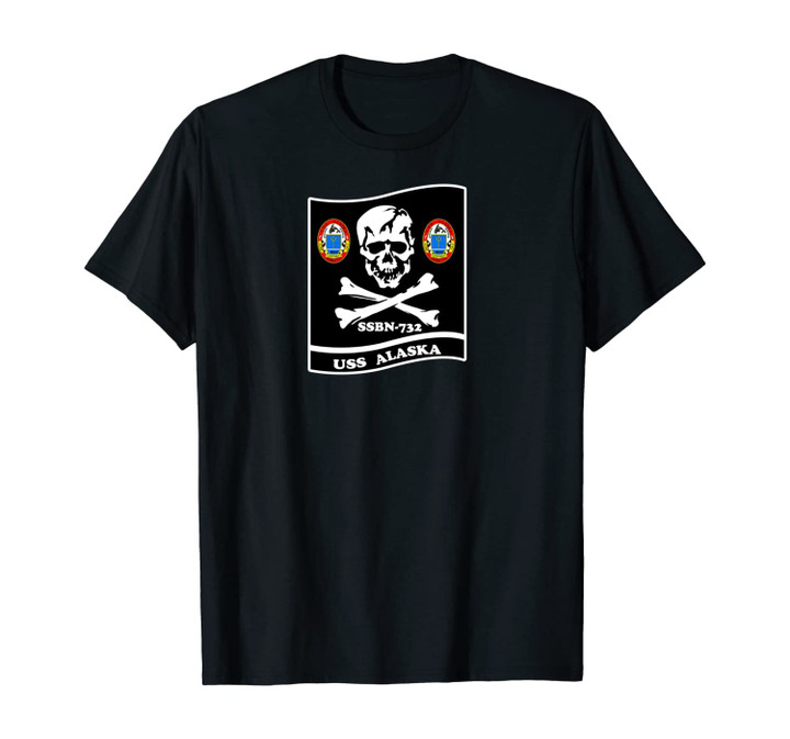 NAVY SUBMARINE USS ALASKA SSBN-732 SKULL FLAG Unisex T-Shirt