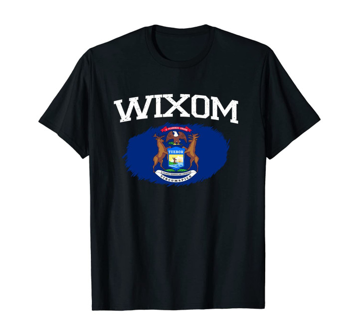 WIXOM MI MICHIGAN Flag Vintage USA Sports Men Women Unisex T-Shirt