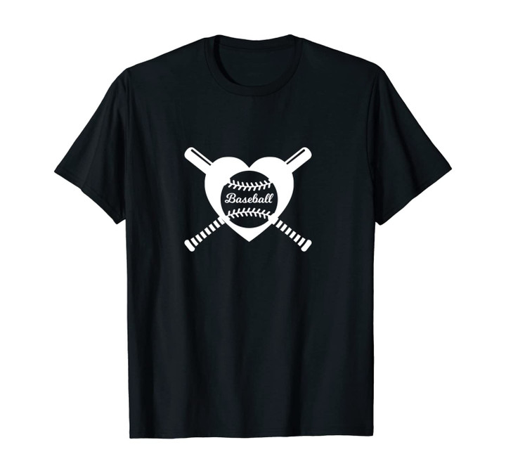 Cute Baseball Heart with Crossed Baseball Bats Unisex T-Shirt