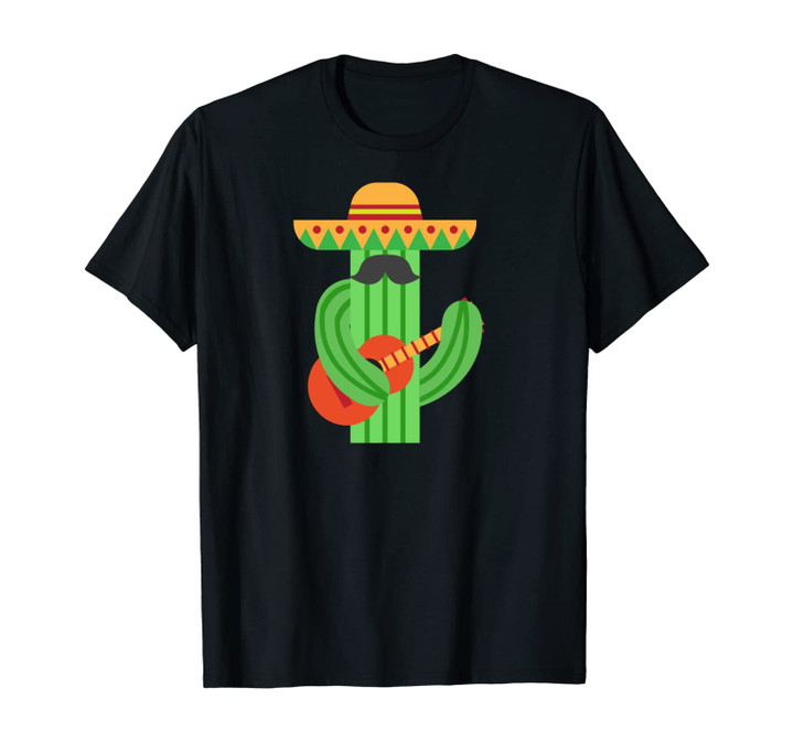 Mustache Cactus Playing Guitar Cute Cinco De Mayo Gift Unisex T-Shirt