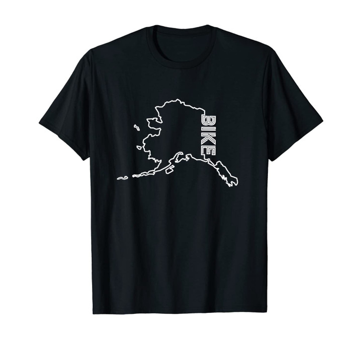 State of Alaska Outline with Retro Bike Text ABN096b Unisex T-Shirt