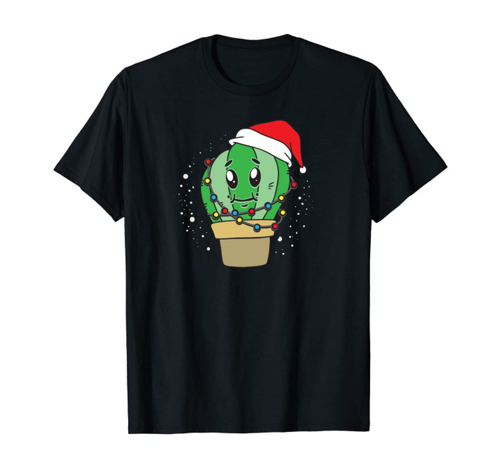 Christmas Lights Cactus Lover Funny Xmas Gift Unisex T-Shirt