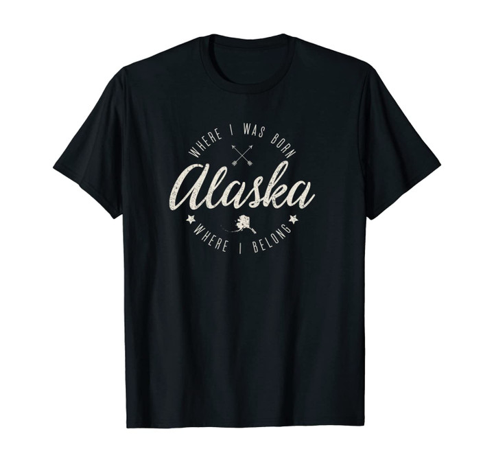 Vintage Alaska Home State Map, Born, Belong, Roots Unisex T-Shirt