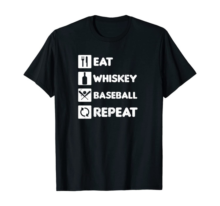 Whiskey Baseball Design Eat Repeat Gift Unisex T-Shirt