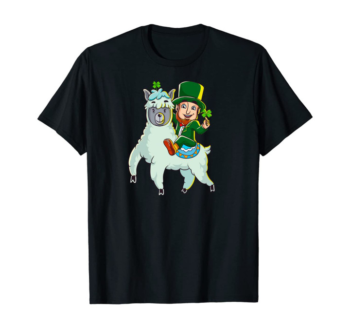 Leprechaun Riding Llama Unisex T-Shirt St Patrick's Day Funny Gifts