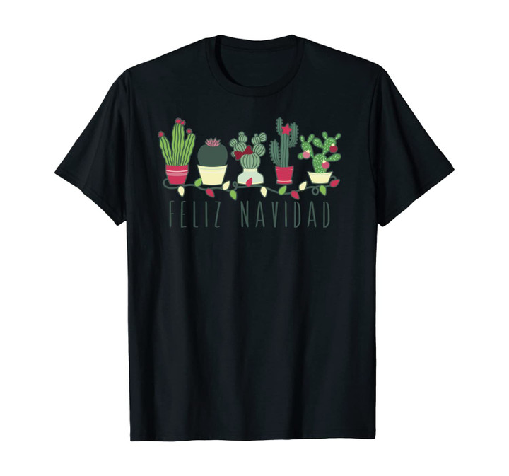 Feliz Navidad Cactus And Christmas Lights Unisex T-Shirt