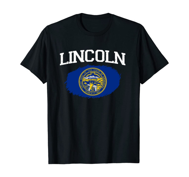 LINCOLN NE NEBRASKA Flag Vintage USA Sports Men Women Unisex T-Shirt