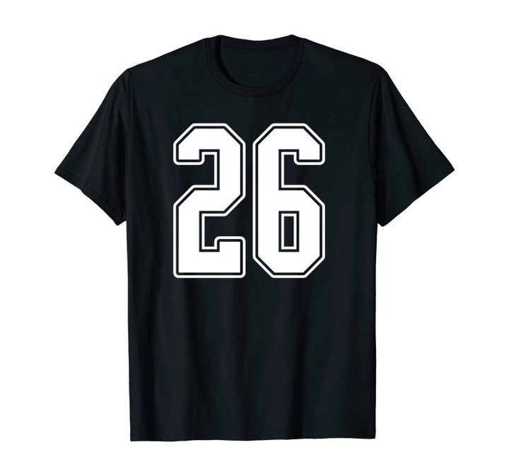 #26 White Outline Number 26 Sports Fan Jersey Style Unisex T-Shirt